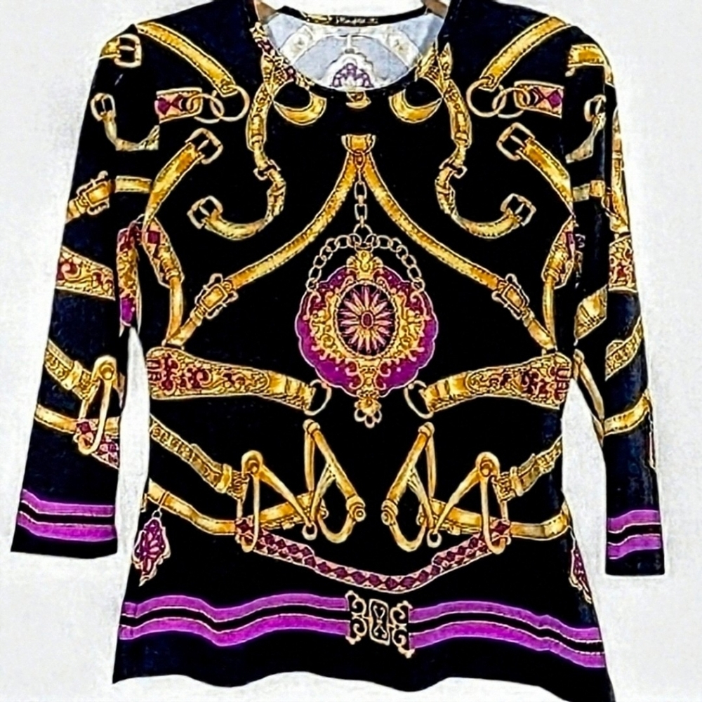 J.McLaughlin Catalina Cloth Heraldic Equestrian Bridle Cheshire Sophia Top Sz. L
